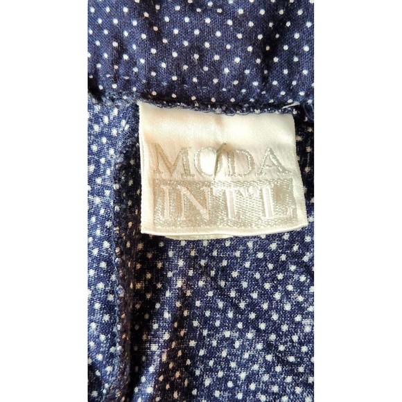 Vintage Moda International Trouser Pant Women's Size 6 Navy Wide-Leg Polka Dot - Picture 3 of 9